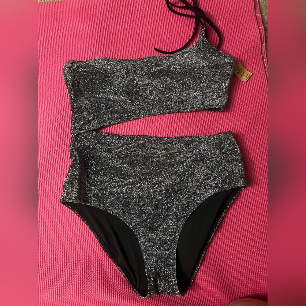 NWT Victoria Secret PINK Black Shimmer One Piece